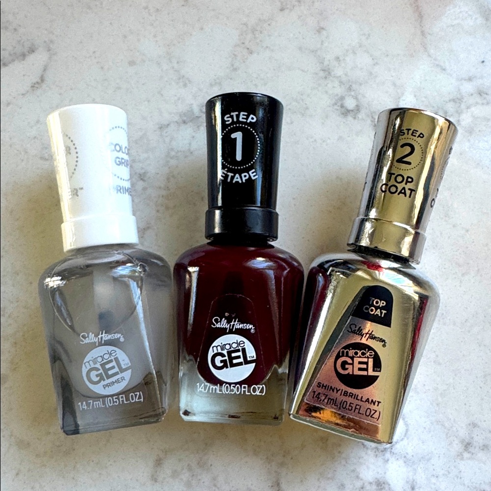 Sally Hansen Miracle Gel Nail Polish Set - Prime, Wine Stock and Top Coat